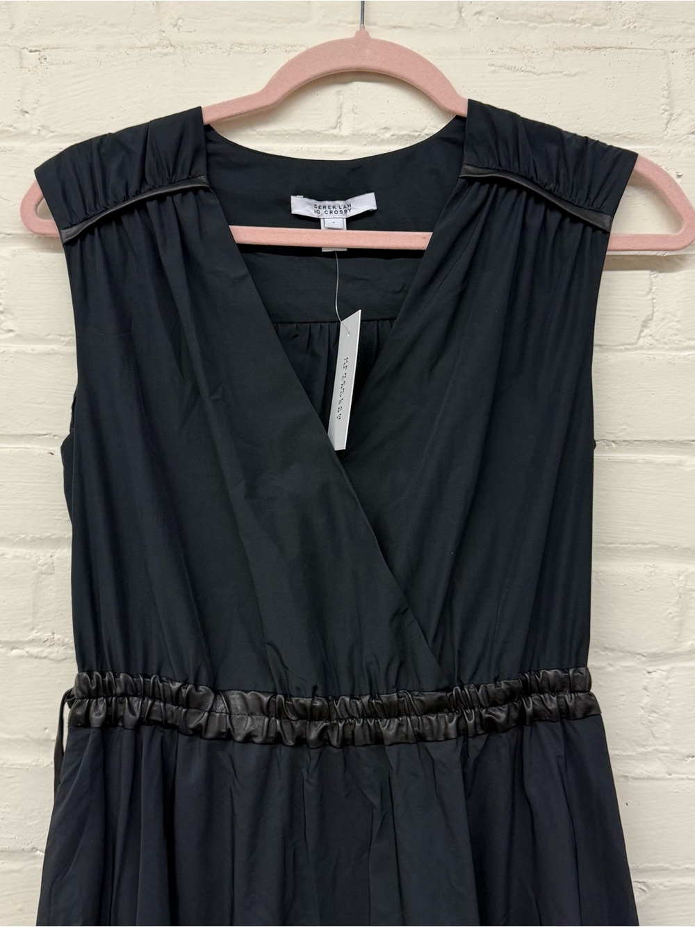 NWT Derek Lam 10 Crosby Eros Faux Leather Trim Poplin Dress Size 10 - Picture 7 of 8